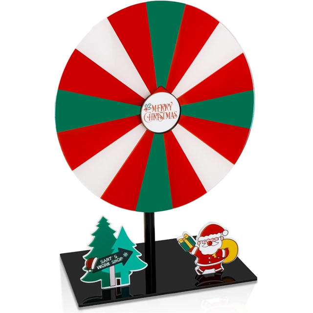 Roue de Prix de Noël, Roue Pivotante Effaçable à Sec pour Prix avec Support, la Roue de Table Roulette Pivotante