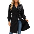 thumbnail image 2 of IUYRTFE Women's Trench Coat, 100% Polyester Regular Fit Button Front Collar Long Sleeve, 2 of 9