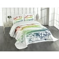 thumbnail image 3 of Ambesonne Colorful Quilted Bedspread Set 3 Pcs, Grunge Summer Scenery, King Size, Multicolor, 3 of 5
