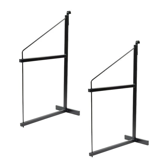 2 Pack 2 Tier Shipping Container Shelving Bracket with Hooks - 19-3/4"x34", 551 lbs WLL - Black Powder Coated Steel for Heavy Duty Trailer Containers - Easy to Assemble & Remove