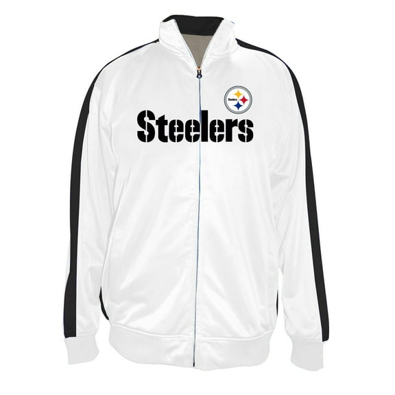 Men's Fanatics White Pittsburgh Steelers Big & Tall Tricot Full-Zip Track Jacket