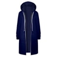 thumbnail image 6 of BUWTTED Womens Hoodies 2025 Zip Up Sweatshirts Oversized Fashion Long Hooded Fall Winter Fleece Jackets with Pockets Blue XL, 6 of 7