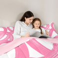 thumbnail image 4 of Castle Fairy Watercolor Brush Loop Queen Comforter Set 3 Pieces,Abstract Swirl Stripes Comforter Sets Queen,Pink White,Reversible,1 Comforter and 2 Pillowcases, 4 of 6