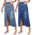 thumbnail image 2 of YTDSCS Womens Cargo Denim Maxi Skirt with Pockets Casual Mid-Length Skirt Summer Womens Washed Elasticized Waist Long Skirts S-2XL, 2 of 9