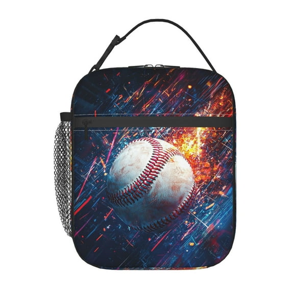 Baseball Lunch Box Reusable Portable Lunch Bag Tote Bag for Work Picnic Hiking