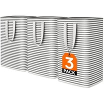 Lifewit 3 Pack Laundry Basket Collapsible Laundry Hamper, Large Freestanding Clothes Hamper for Laundry with Easy Carry Handles for Laundry Room Bathroom Bedroom Dorm for Adult, Black, 3 x 80L