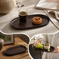 thumbnail image 5 of Faux Wood Grain Serving Tray Dark Brown 9.45in Oval Dessert Tray for Coffee Shop Cake Fruit Snacks Home Kindergarten Use, 5 of 6