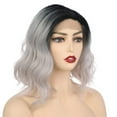 thumbnail image 6 of Onedor Side Part Lace Front Short Wavy Hair Bob Wigs for Women (Black Root Ombre Silver Grey), 6 of 7