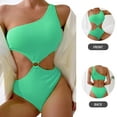 thumbnail image 2 of Siilsaa Bathing Suit for Women Women's One Piece Swimsuit Ruffle Cutout Swimdress Tummy Control Wrap Swimwear Green,L, 2 of 5