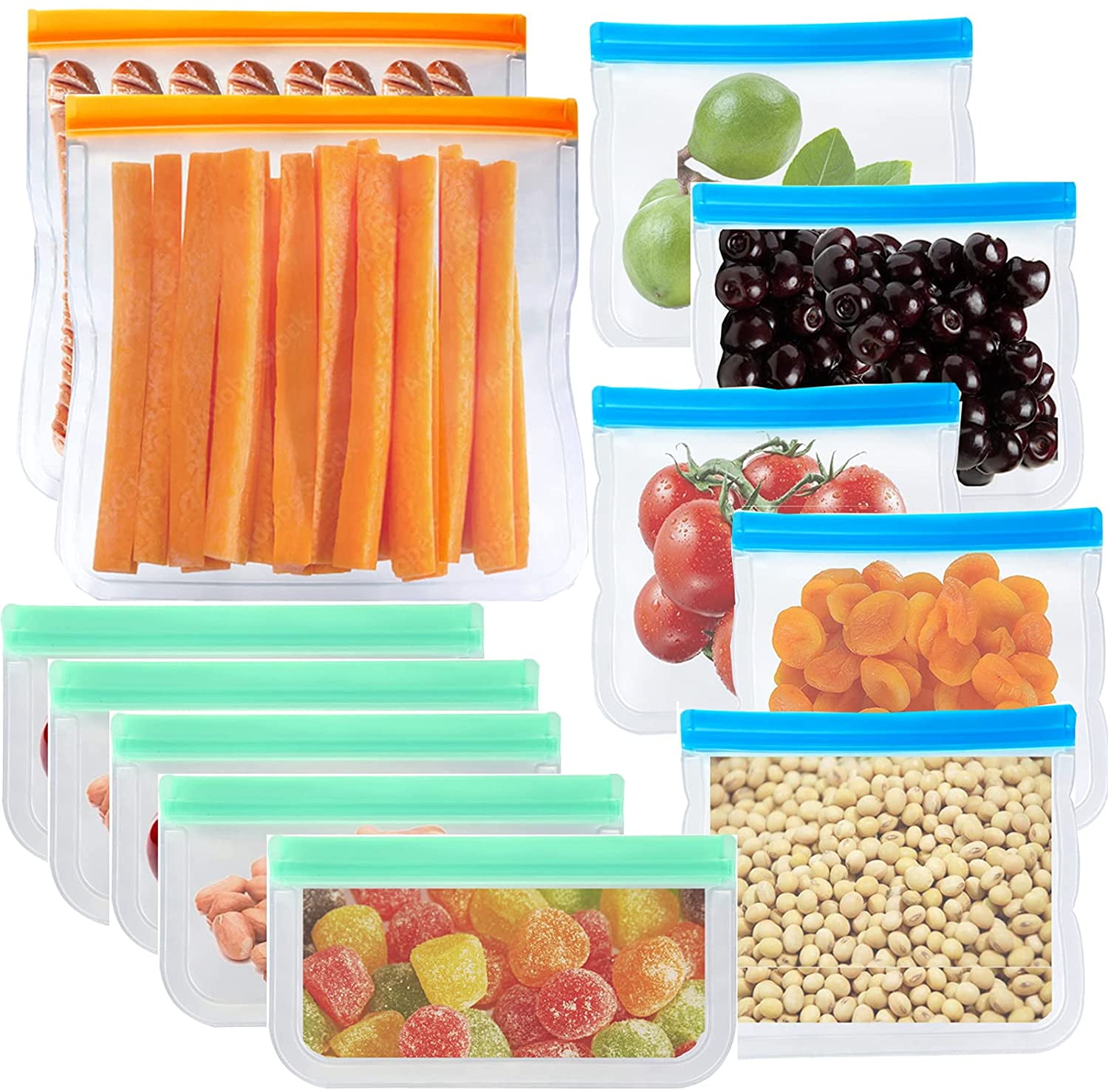 LIMICAR Reusable Food Storage Bags Safe & Large Gallon Size Freezer Bags  And Kid Snack Gallon Sandwich Lunch Baggies USA