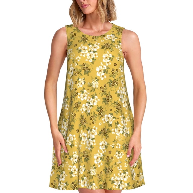 Balery Flower Vestidos de verano para mujer con estampado: vestido holgado sin mangas, vestido playero informal y cómodo para días calurosos.
