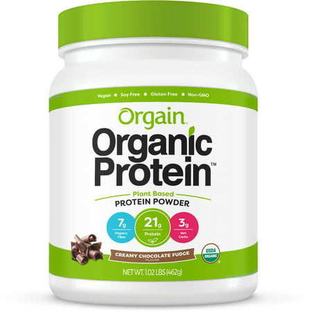 Orgain Organic Plant Based Protein Powder, Chocolate, 21g Protein, 1.0lb,
