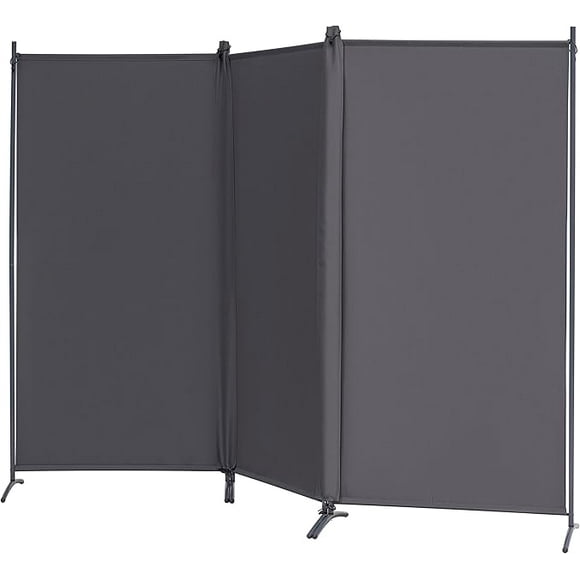 VEPRIMIN Séparateur de Pièce à 3 Panneaux, Paravents et Séparateurs de Pièce de 6 Pi de Hauteur, Panneaux de Séparation Muraux Cloison, Séparateur de Pièce de Bureau Autoportant Pliant, 102 Pouces L x 71 Pouces H Gris