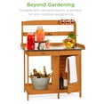 thumbnail image 6 of Best Choice Products Outdoor Garden Wooden Potting Bench Station w/ Metal Table Top, Pre-Stained Finish, Cabinet - Brown, 6 of 7
