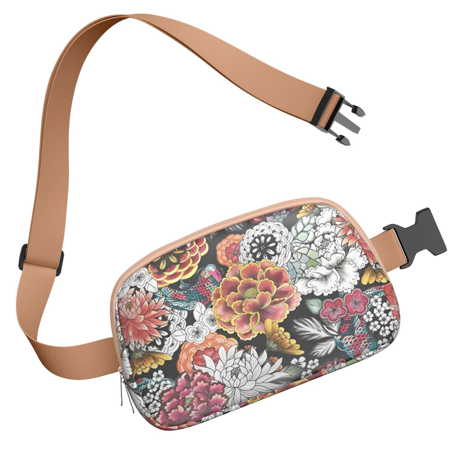 Floral Blossom Waist Bag – Cute Country Fanny Pack with Spring Wildflower Pattern & Romantic Touches
