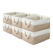 6 Pack Storage Basket Bins - Decorative Baskets Storage Box Cubes Containers with Handles for Clothes Storage Toys, Books, Home, Office, Bedrroom, Parlor, Car Storage