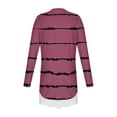thumbnail image 6 of aohooy Tshirts Girls Stripe Long Sleeve Crewneck Tunic Lace Trim Hem Trendy Blouses Cute Fall Pullover Loose Soft Tops Wine,12-13Years, 6 of 6