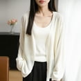 thumbnail image 2 of Ediodpoh Long Cardigan Sweaters for Women V Neck Long Sleeve Knit Cardigan Lightweight Loose Fit Outerwear for Versatile Style White XXL, 2 of 8