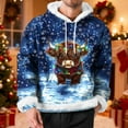thumbnail image 2 of Xcmzpl Men's Marry Christmas Hoodies Xmas Graphic Pullover Sweatshirts Faux Fur Trim Long Sleeve Hoodies with Pokcet Under 30, 2 of 10