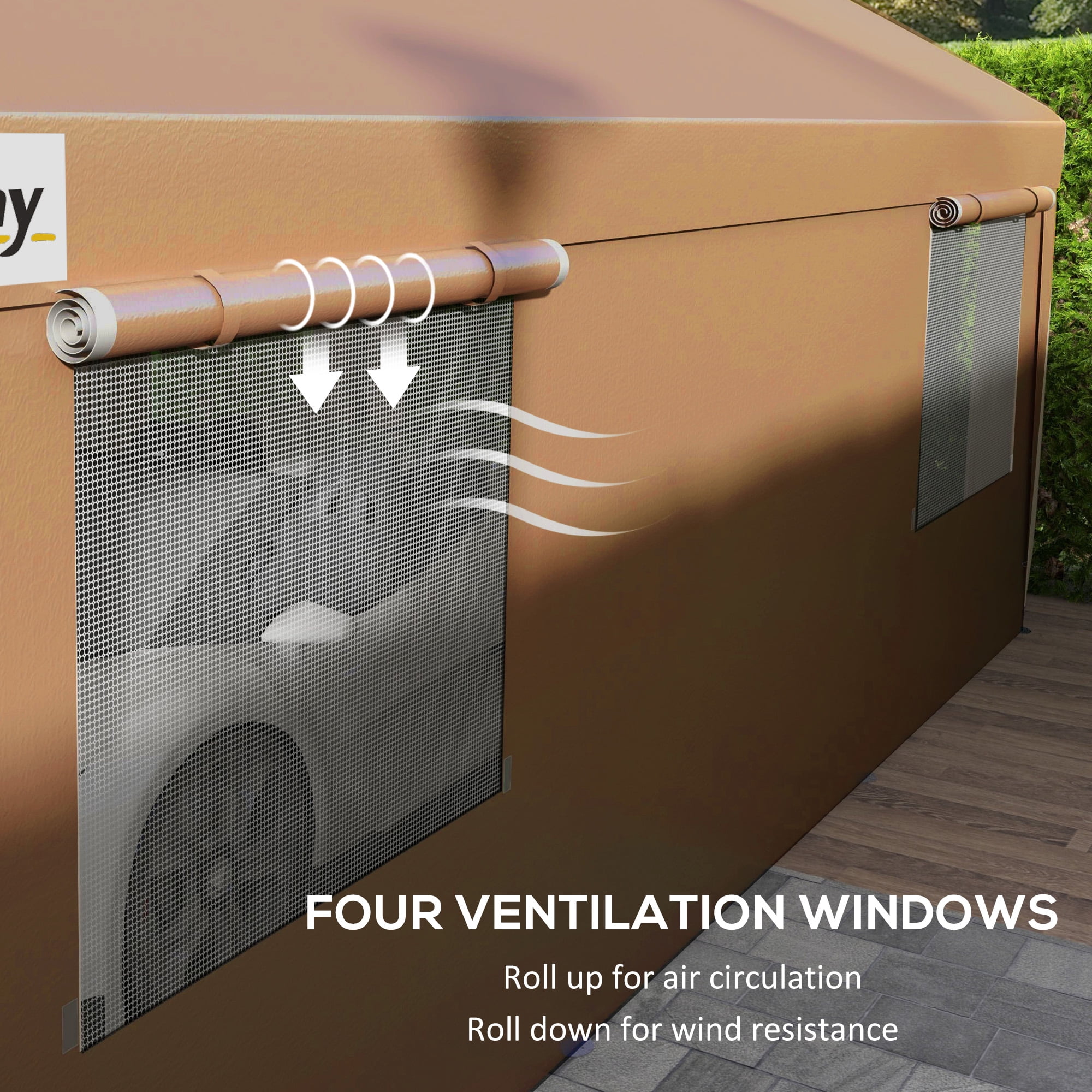 Outsunny 235.00 x 119.00 x 108.25 inches Tan Carport