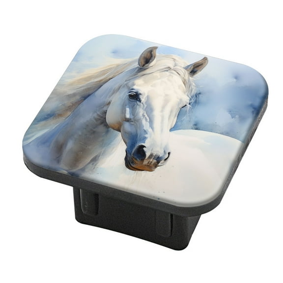 Hitch Cover Fits For 2-Inch Hitch,Beautiful White Horse Pastel Blue Backgroundrubber Trailer Hitch Cover Tube Plug Insert,Car Exterior Accessories, Receiver Tube Hitch Plug
