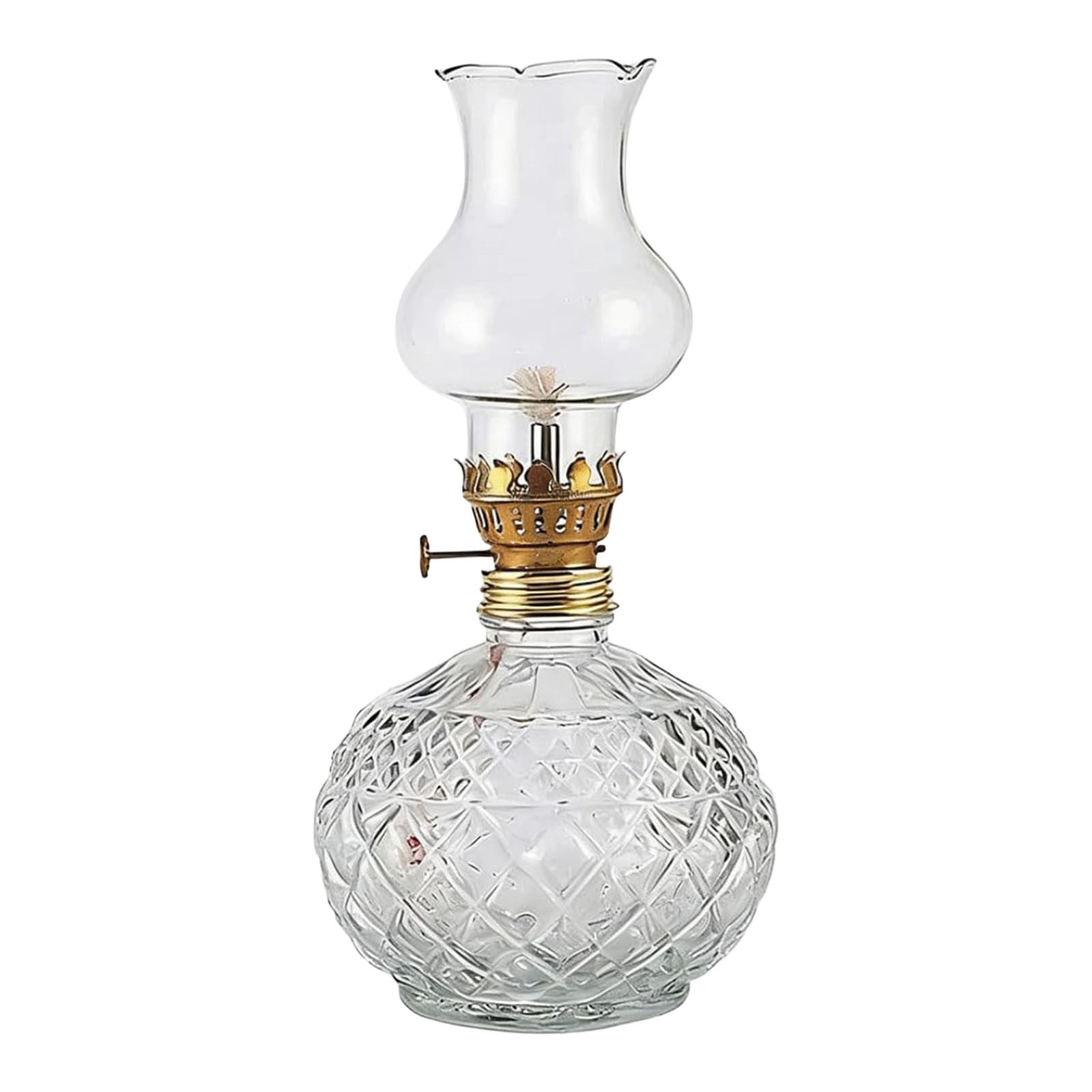 Vintage Style Oil Lamp with Glass Candle Holder, Vintage Glass Kerosene Lamp Lantern, Retro Glass Clear Kerosene Lamp Lantern, Clear Hurricane Oil Lamps for Table Centerpiece, Wedding Decor