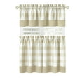 thumbnail image 2 of Kate Aurora Modern Country Farmhouse 3 Piece Plaid Cafe Kitchen Curtain Tier & Valance Set - Assorted Colors, 2 of 3