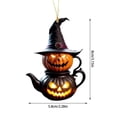 thumbnail image 3 of Leeye Halloween Acrylic Pumpkin Teapot Hanging Ornament, Spooky Tea Pot Decoration for Window Wall Kitchen Decor, Orange 3.15x2.28in, 3 of 5