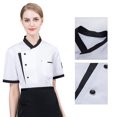 thumbnail image 3 of kurtrusly Chef Jacket Men Chef Coat Skin Friendly Chef Uniforms O-Neck Cheap Short Sleeve Tops Bakery Cooking Clothes Work Wear White M, 3 of 9