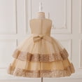 thumbnail image 5 of Kids Flower Girl Dress Beige Sleeveless Princess Girls Party Dress Primary School Graduation 4T, 5 of 8