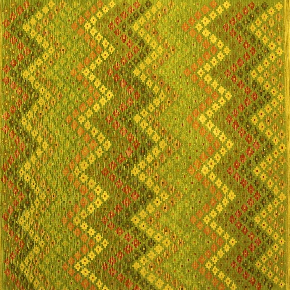 Ahgly Company Machine Washable Indoor Square Southwestern Yellow Country Area Rugs, 4' Square