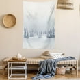 thumbnail image 2 of Winter Tapestry, Winter Scene in a Park with Trees Foggy Misty Blurry Ice Cold Freezing Weather Image, Wall Hanging for Bedroom Living Room Dorm Decor, 60W X 80L Inches, White, by Ambesonne, 2 of 5
