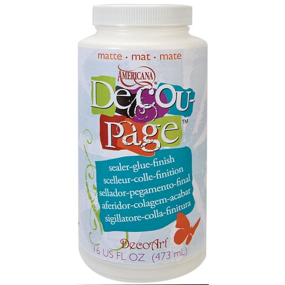 DecoArt Americana Decoupage Glue, 16oz Matte, Low Odor, Dries Clear