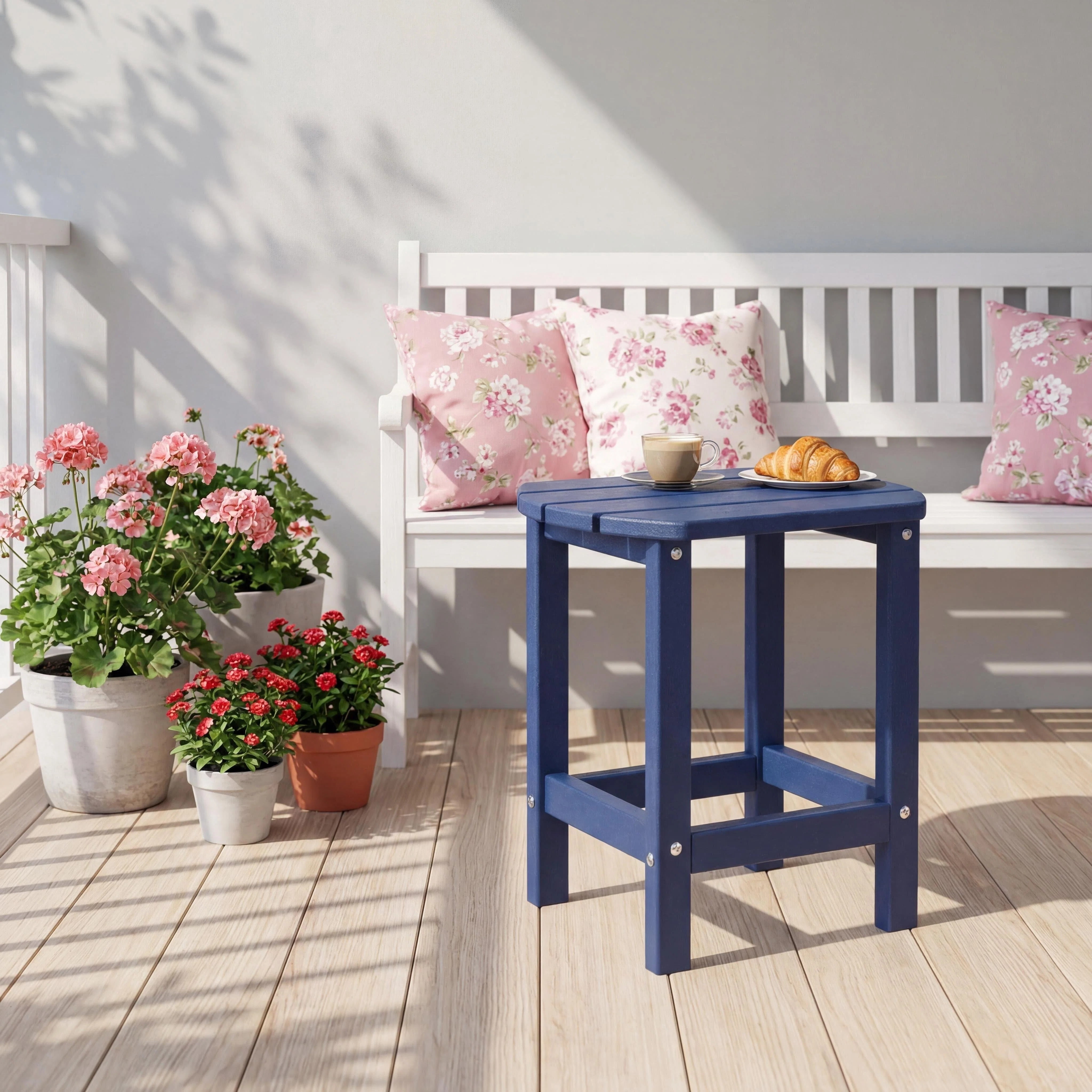Outdoor Side Table, Patio Side Table, HDPE End Tables for Backyard Pool Porch Garden Lawn