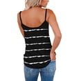 thumbnail image 3 of Camisa con tirantes finos y cuello en V para mujer, informal, holgada, transpirable, con estampado de rayas, para verano, 3 of 5