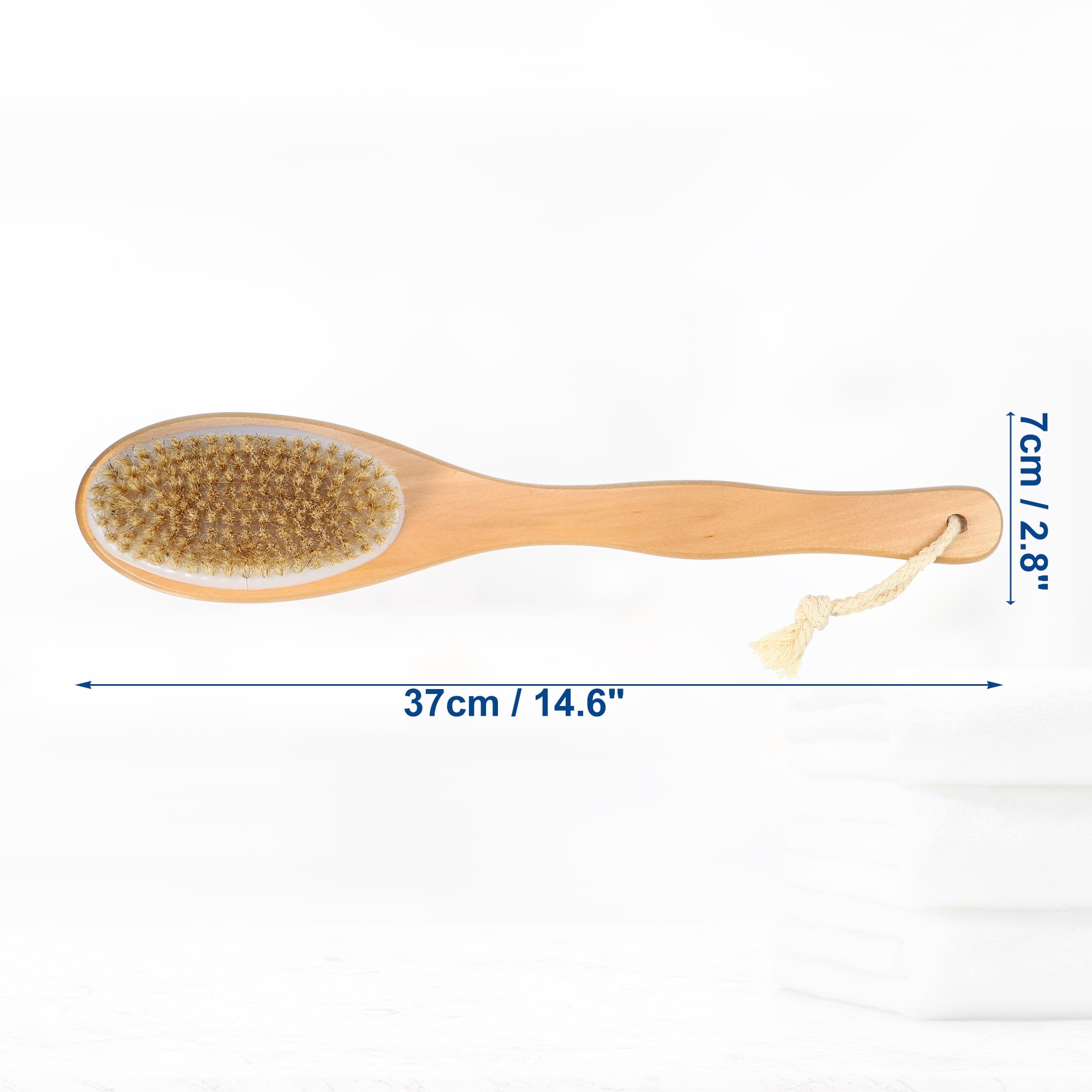Unique Bargains Double Sided Bath Brush Back Scrubber Wood for Shower Brown 14.6 Inches