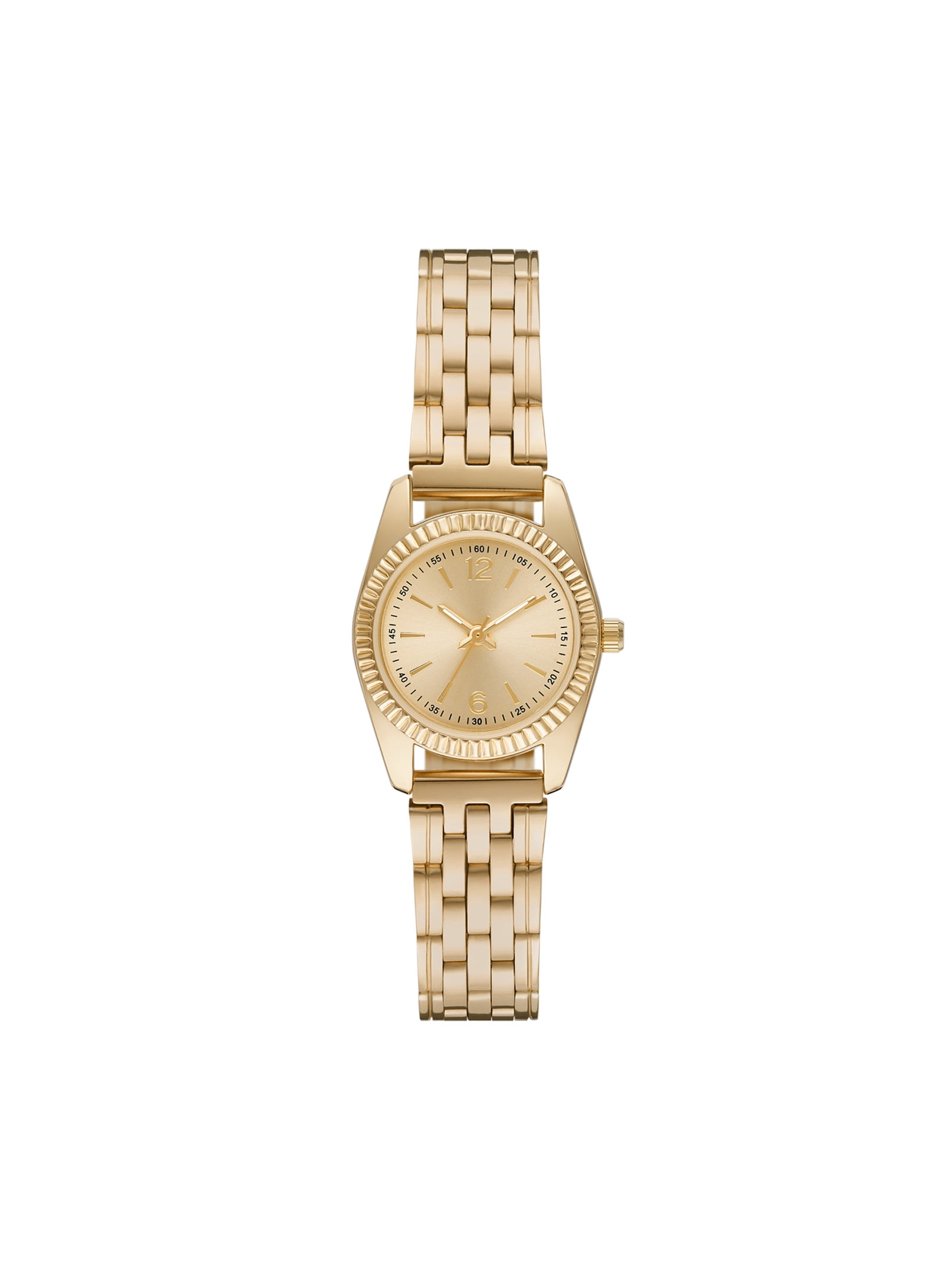 Time and Tru Women's Gold Tone Fluted Bezel Bracelet Watch