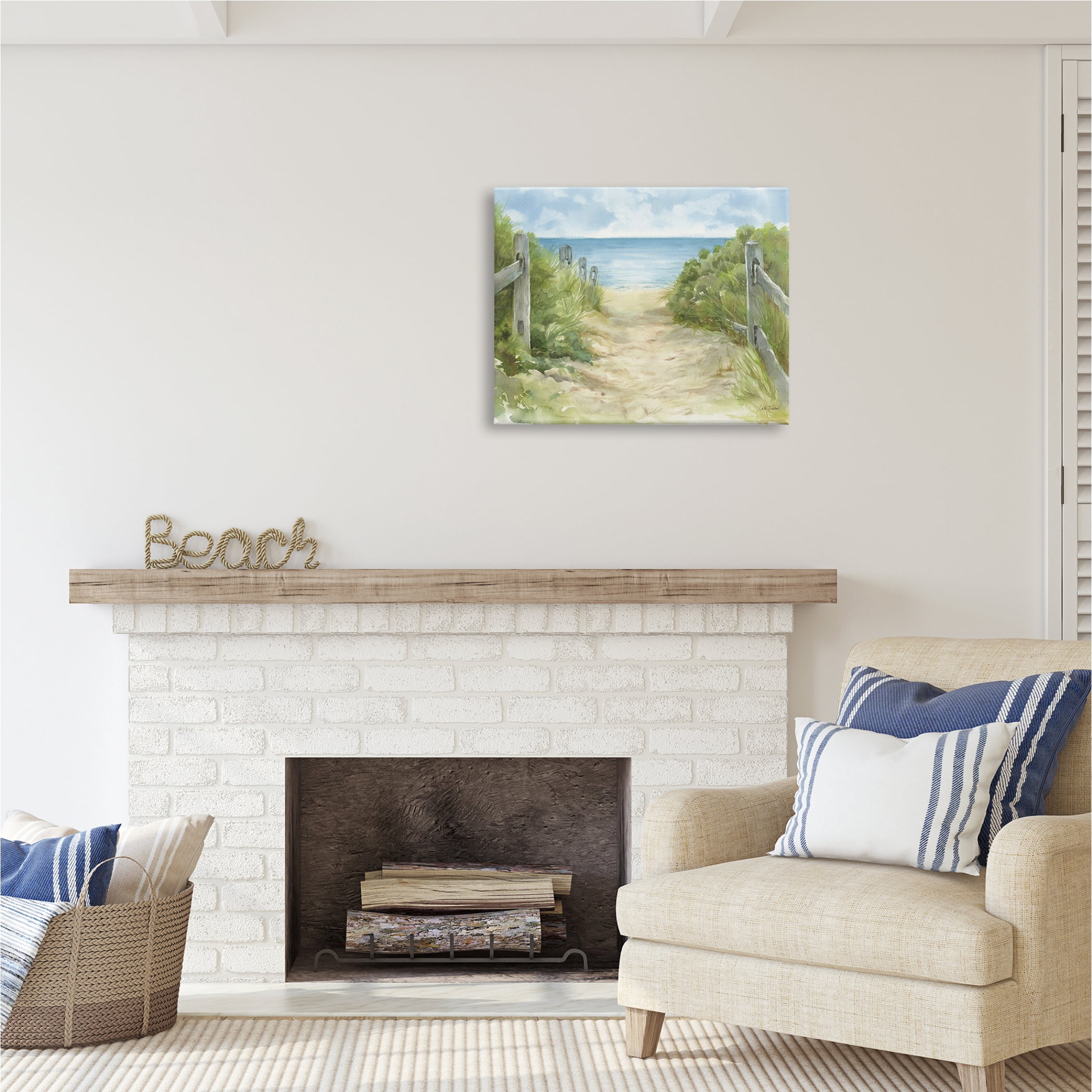 Stupell Industries Beach Path Painting Nature Painting Gallery Wrapped Canvas Print Wall Art, 30 x 24