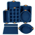 thumbnail image 1 of To encounter 8 in 1 Silicone Baking Set - 6 Silicone Molds - 2 Silicone Baking Mat, Nonstick Cookie Sheet, Cake Muffin Bread Pan with Metal Reinforced Frame More Strength, Navy Blue, 1 of 1