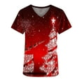 thumbnail image 4 of Luxalzxs Women's Christmas Scrub Tops Cute Print Short Sleeve V-Neck Shirts Anti Wrinkle Nursing Uniform Holiday Tops, 4 of 5