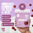 thumbnail image 2 of SAM+LEO Immunity Gummies with Elderberry, Echinacea, Zinc & Vitamin C for Kids & Teens – Immune Support Supplement Gummies | Vegan & Gluten Free Supplement – Berry Flavor (60 Count), 2 of 6