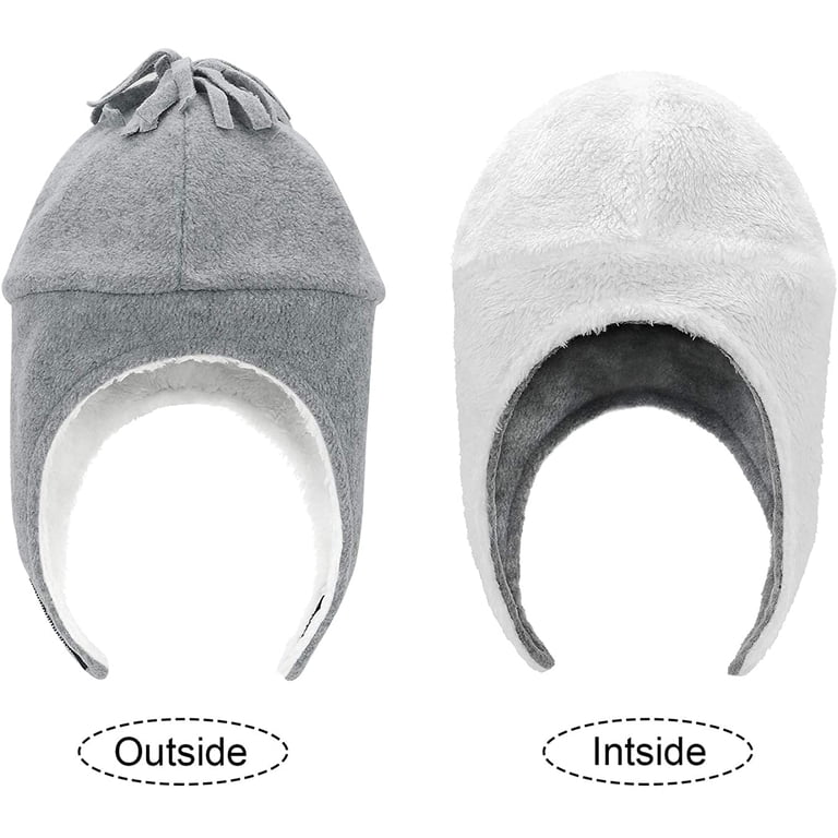 Zando Baby Fleece Beanie with Earflaps and Mittens, Gray photo 4