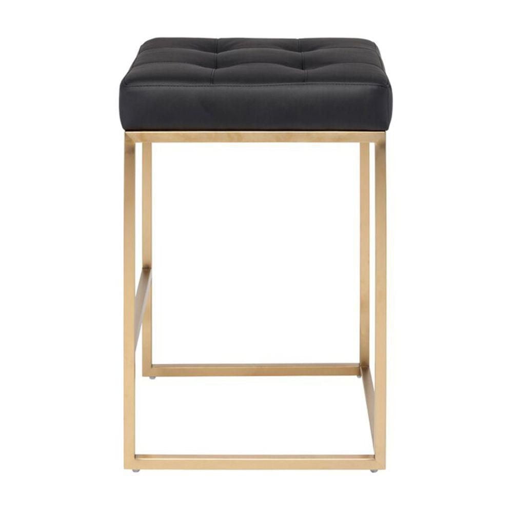 Modern Luxurious Counter Stool – Sleek Backless Design with Shiny Gold Legs, Upholstered Seat, Perfect Blend of Style and Comfort for Kitchens and Bars