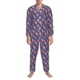 thumbnail image 3 of Naloa flower Skull leaf colorful Men’s Pajamas Set - Long Sleeve Button Down Sleep Shirt and Pajama Bottoms Sleepwear Set-, 3 of 7