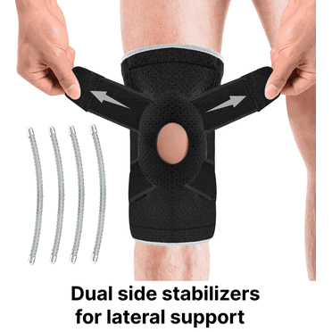 Knee Brace ,  Adjustable Knee Support with Stabilizers for Meniscus Tears, Arthritis and Joint Pain Relief / Gray-One Size