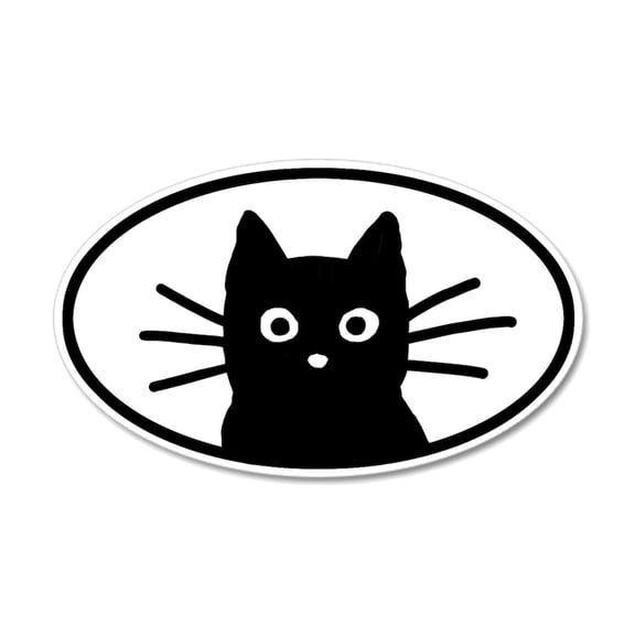 CafePress - Black Cat Face 35X21 Oval Wall Peel - 35x21 Oval Wall Decal