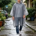 thumbnail image 2 of UTSJKR Mens Loose Fit Hooded Rain Poncho with Drawstring Closure Lightweight Waterproof Cape for Hiking Camping Travel Outdoor Rain Protection Gray, 2 of 4