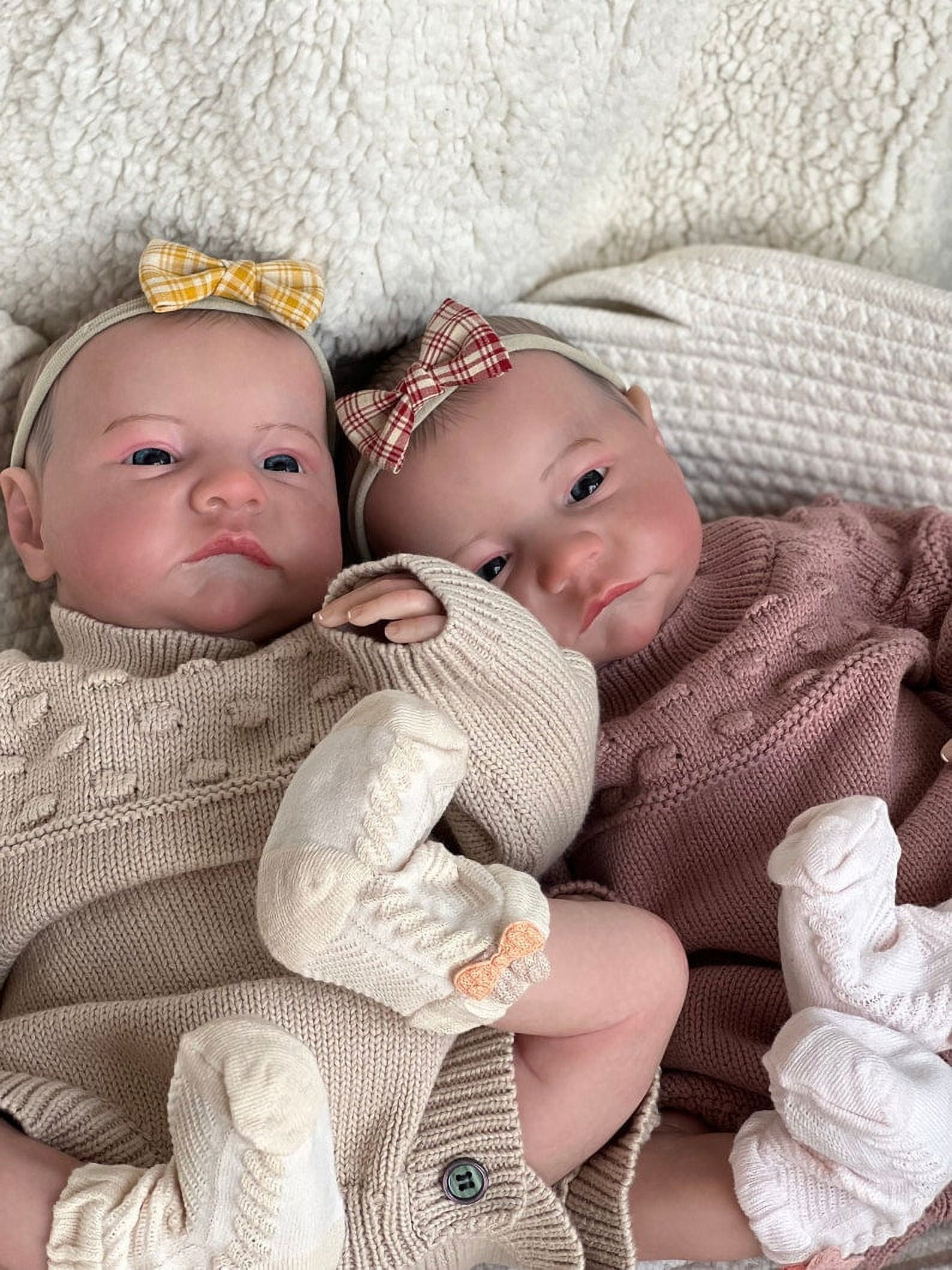 iCradle Reborn Baby Dolls 19 Inch Adorable Realistic Newborn Baby Doll Real Life Twins Baby Dolls Gift Set for Kids Age 3+