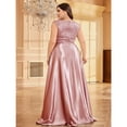 thumbnail image 6 of AURA Plus Size Evening Dress Long Sleeve V Neck Slim Fit Fishtail Formal Maxi Gown Spandex Color Block Women 0XL 4XL, 6 of 7