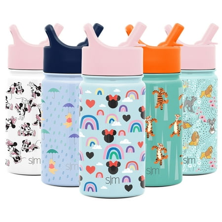 Simple Modern 14oz Disney Summit Kids Water Bottle Thermos with Straw Lid - Dishwasher Safe Vacuum Insulated Double Wall Tumbler Travel Cup 18/8 Stainless Steel - Disney: Minnie